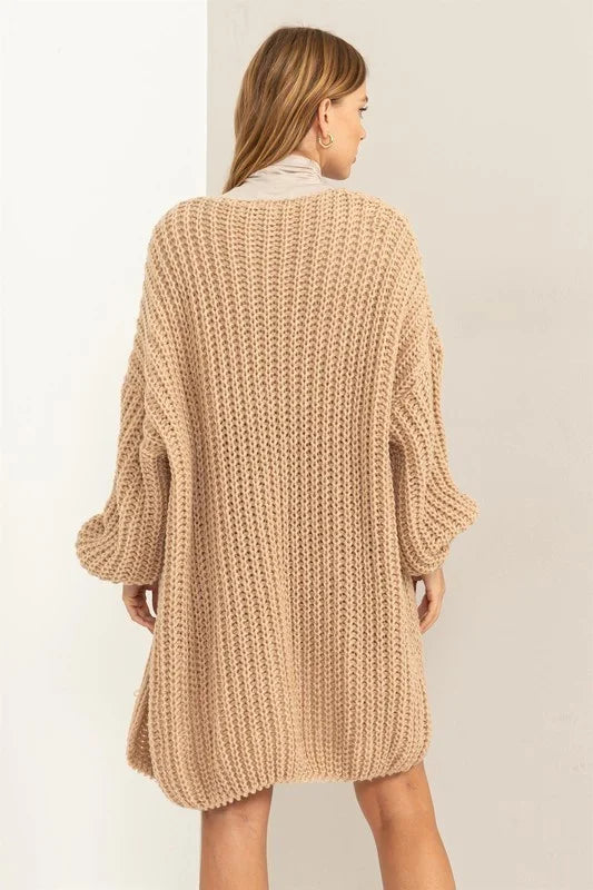 Gentle Aura Chunky Ribbed Open Sweater Cardigan
