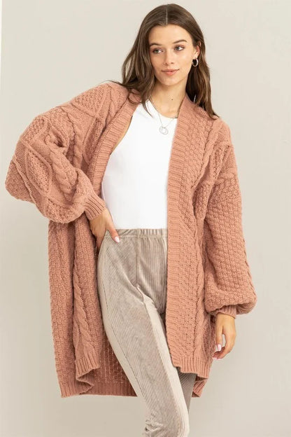 Relaxed Livin Cable Knit Open Cardigan