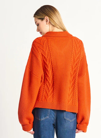 Falling Leaves Cable Cardigan Sweater