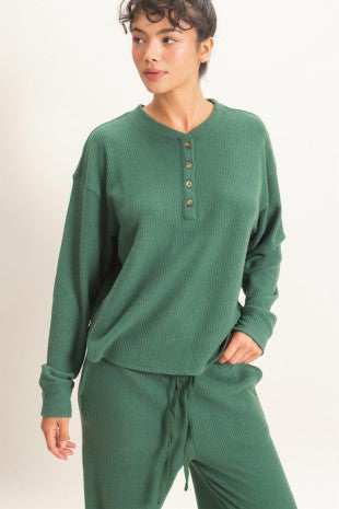 The Haven Brushed Waffle Henley Top