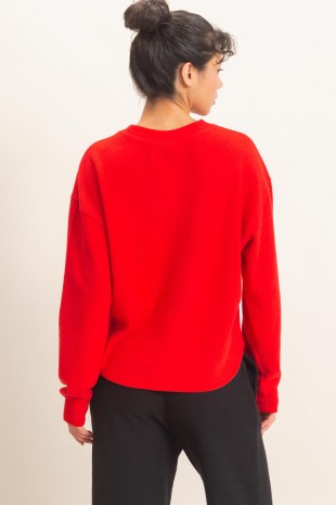 The Haven Brushed Waffle Henley Top