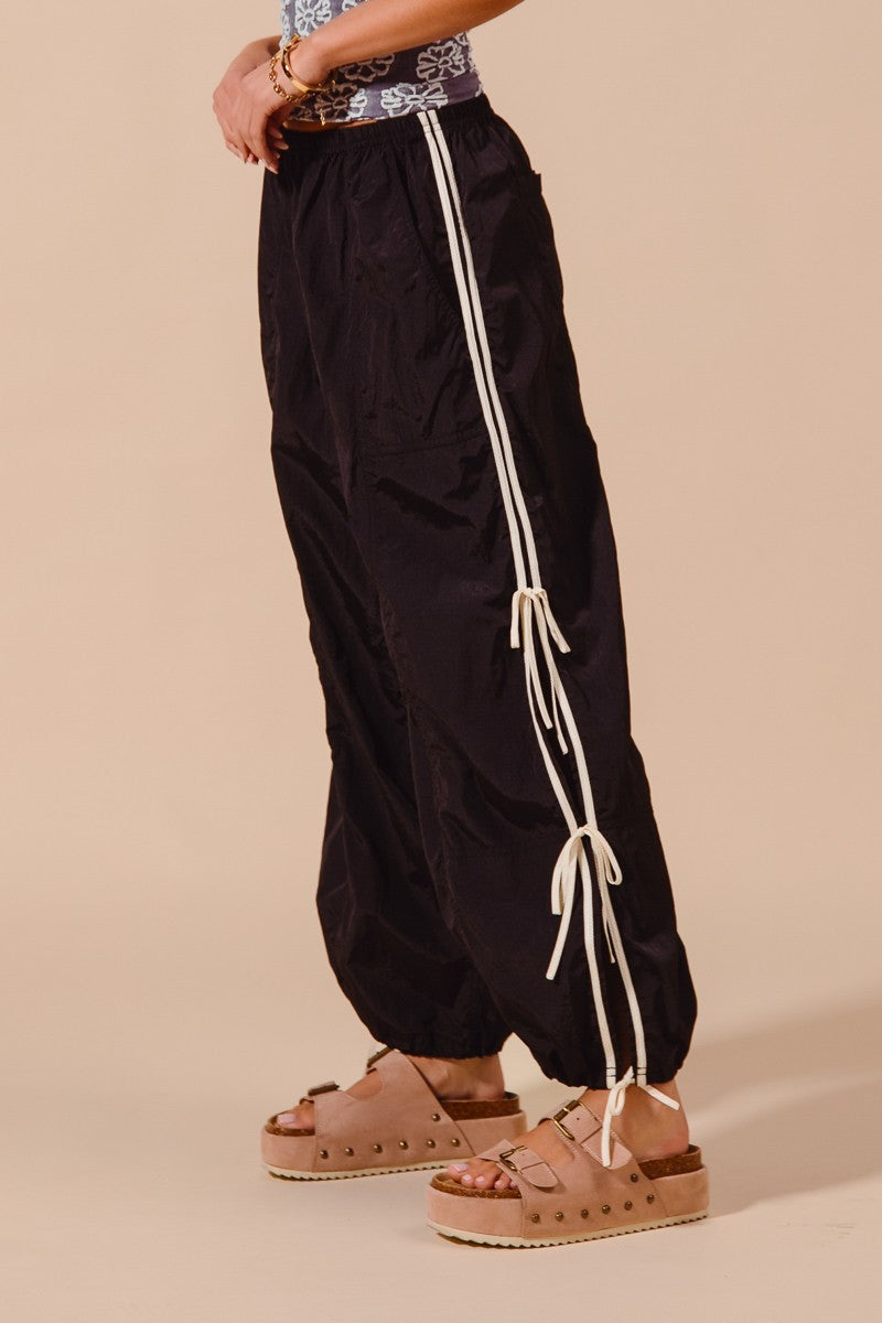 SO ME Loose Fit Jogger Pants With Double Lined Side Detail
