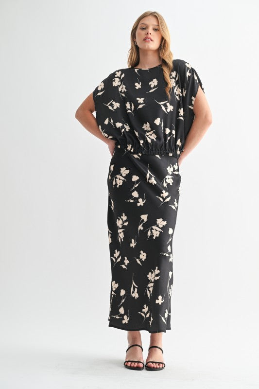 Shadow Bloom Satin Skirt