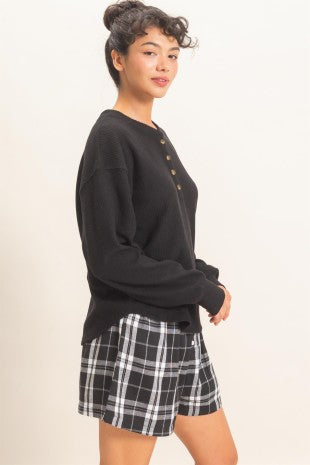 The Haven Brushed Waffle Henley Top