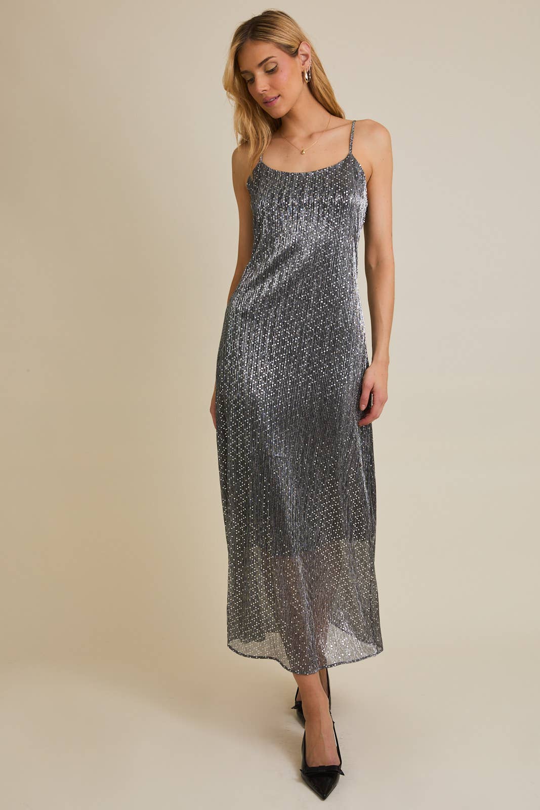 Shining Star Metallic Maxi Dress