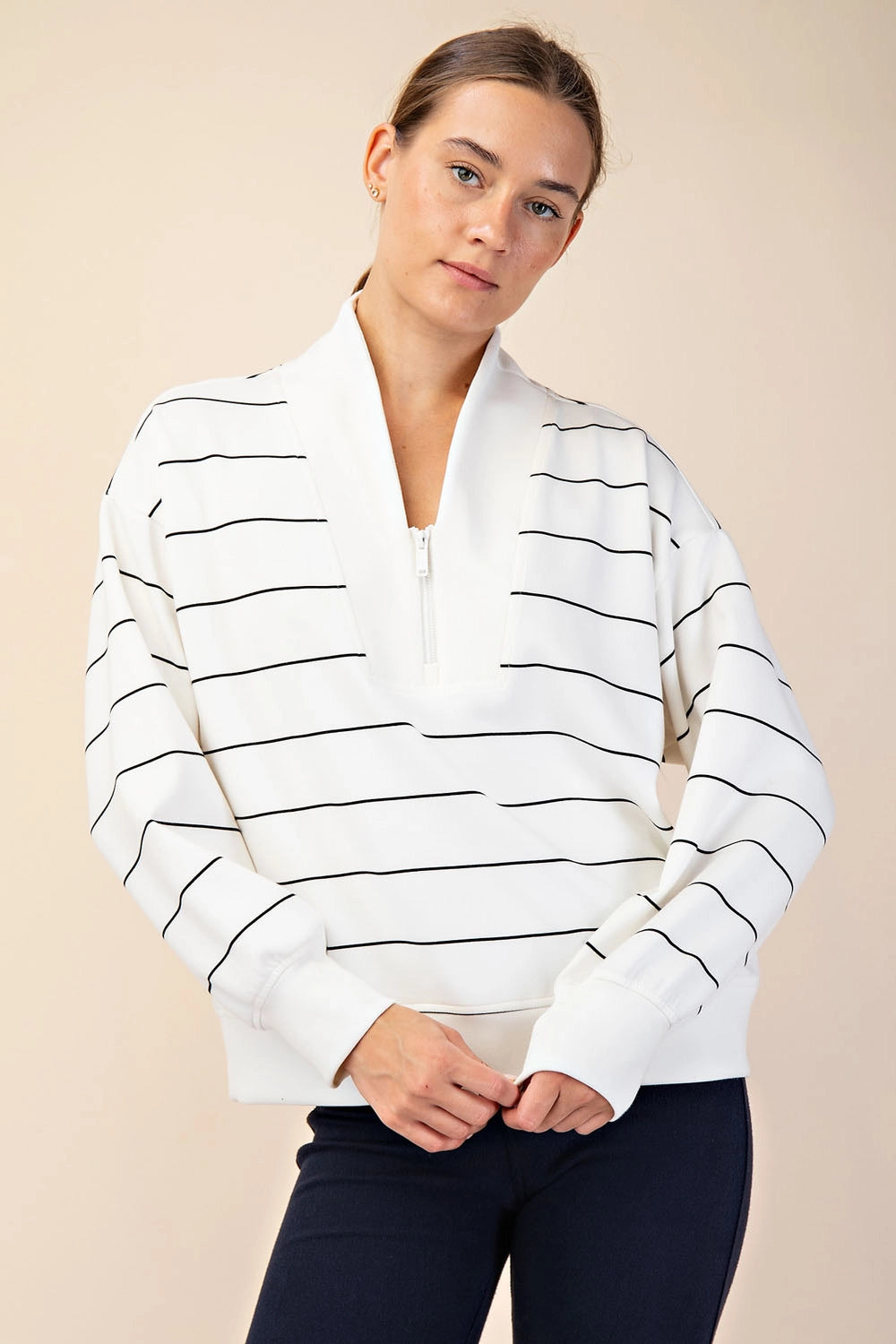 Laid Back Scuba Striple V-Neck Top