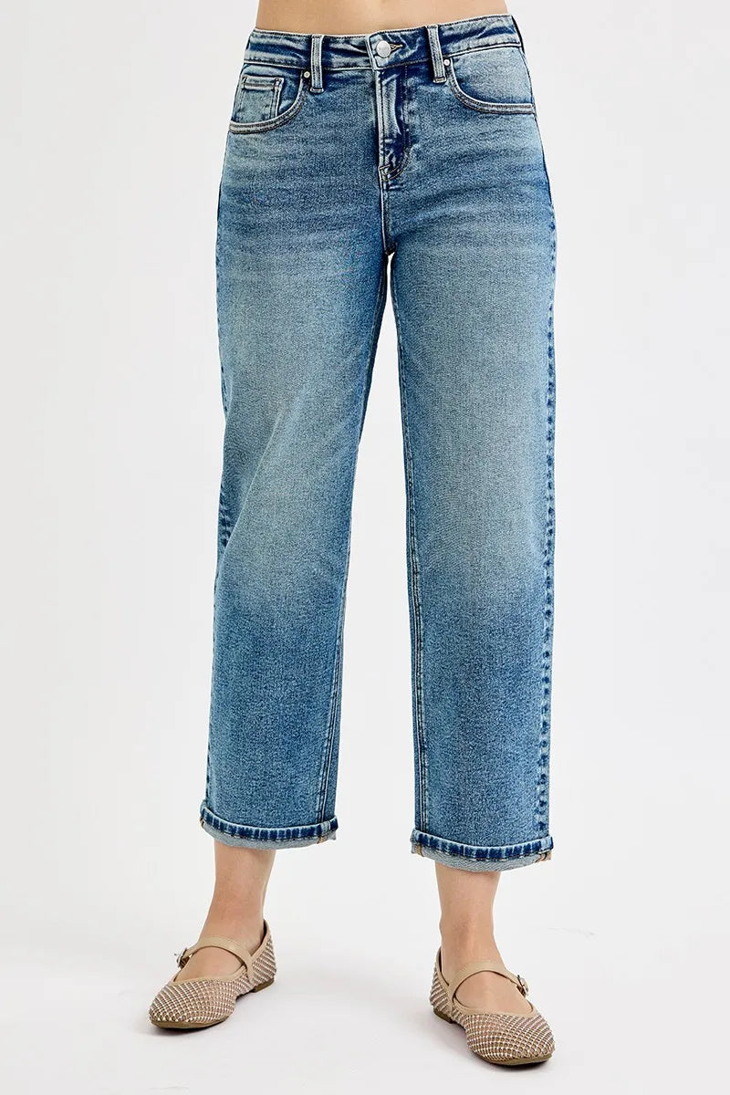 RISEN Full Size High Rise Crop Boyfriend Jeans Plus Size MEDIUM