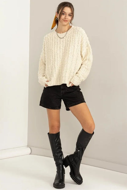Here For Fun Fuzzy Sweater Pullover