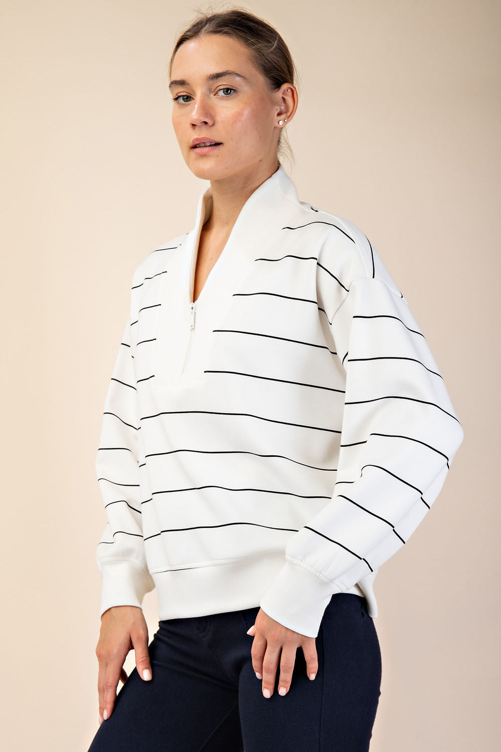 Laid Back Scuba Striple V-Neck Top