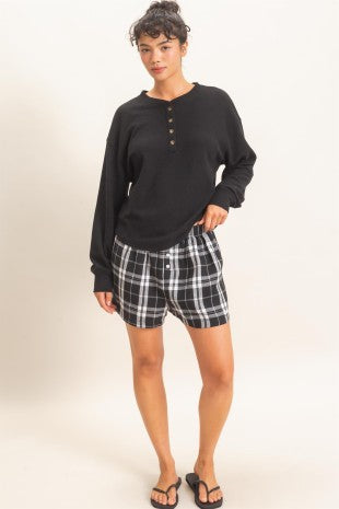 The Haven Brushed Waffle Henley Top