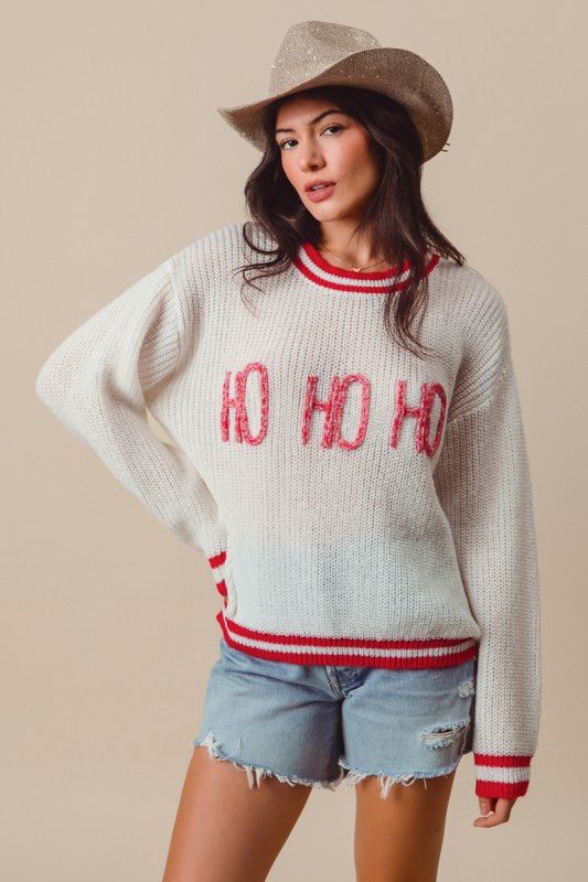 Christmas Ho Ho Ho Two Toned Sweater