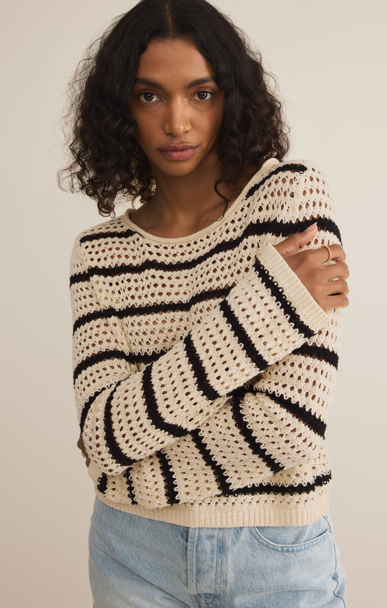 Kit Stripe Crochet Sweater