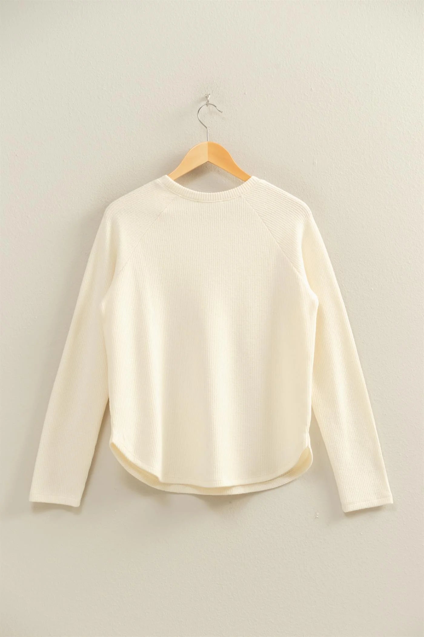 Brushed Waffle Raglan Sleeve Top