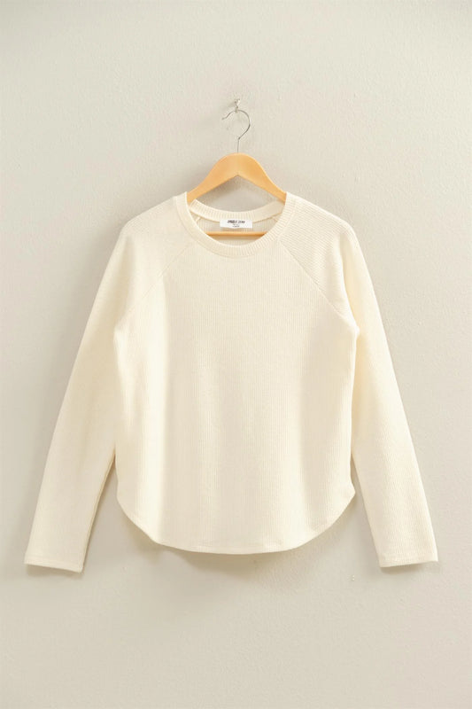 Brushed Waffle Raglan Sleeve Top