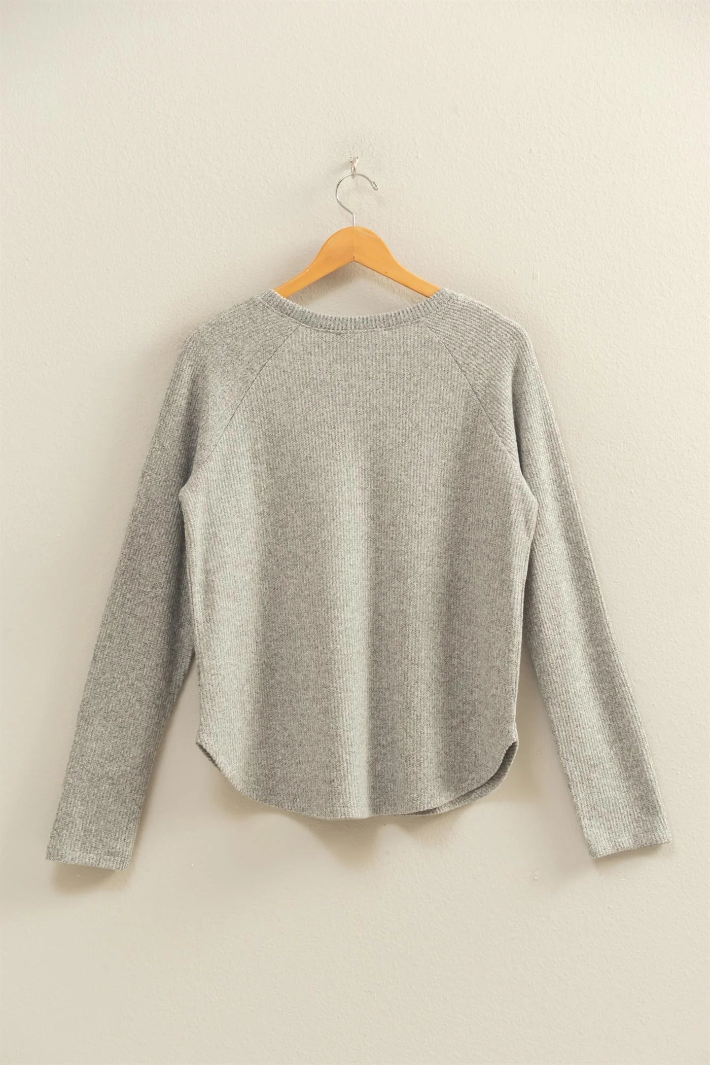 Brushed Waffle Raglan Sleeve Top