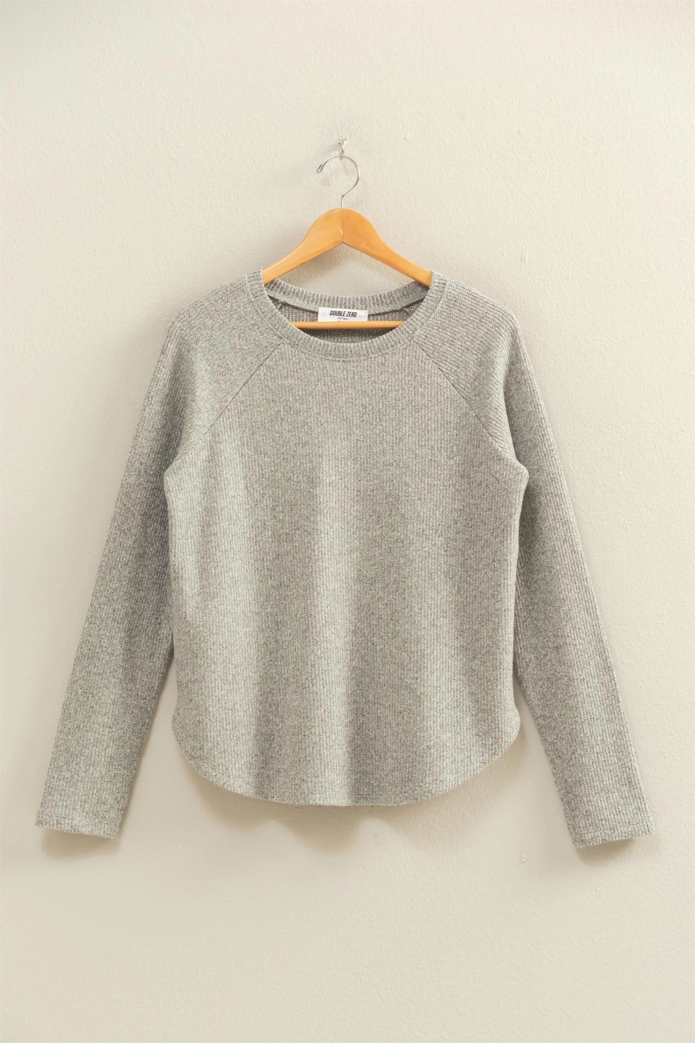 Brushed Waffle Raglan Sleeve Top