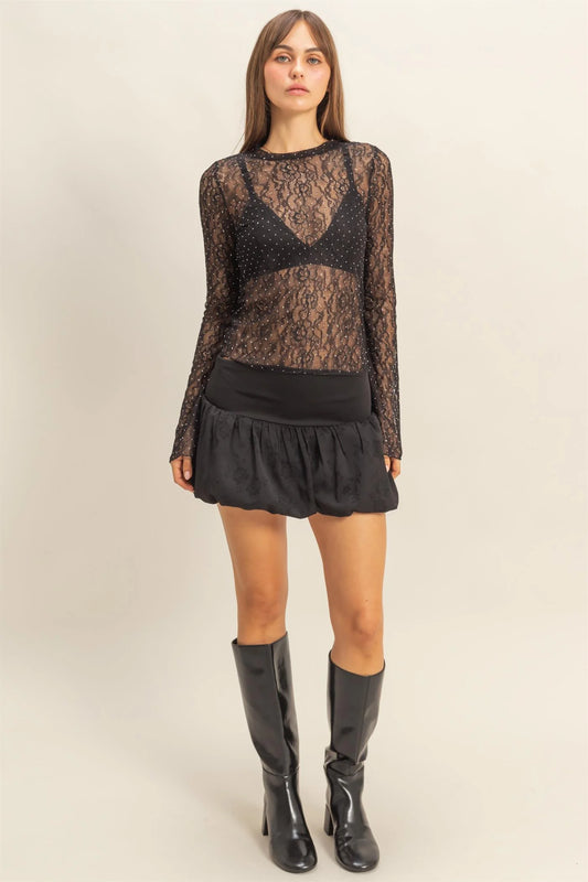 Elegant Lace Mock Neck Top