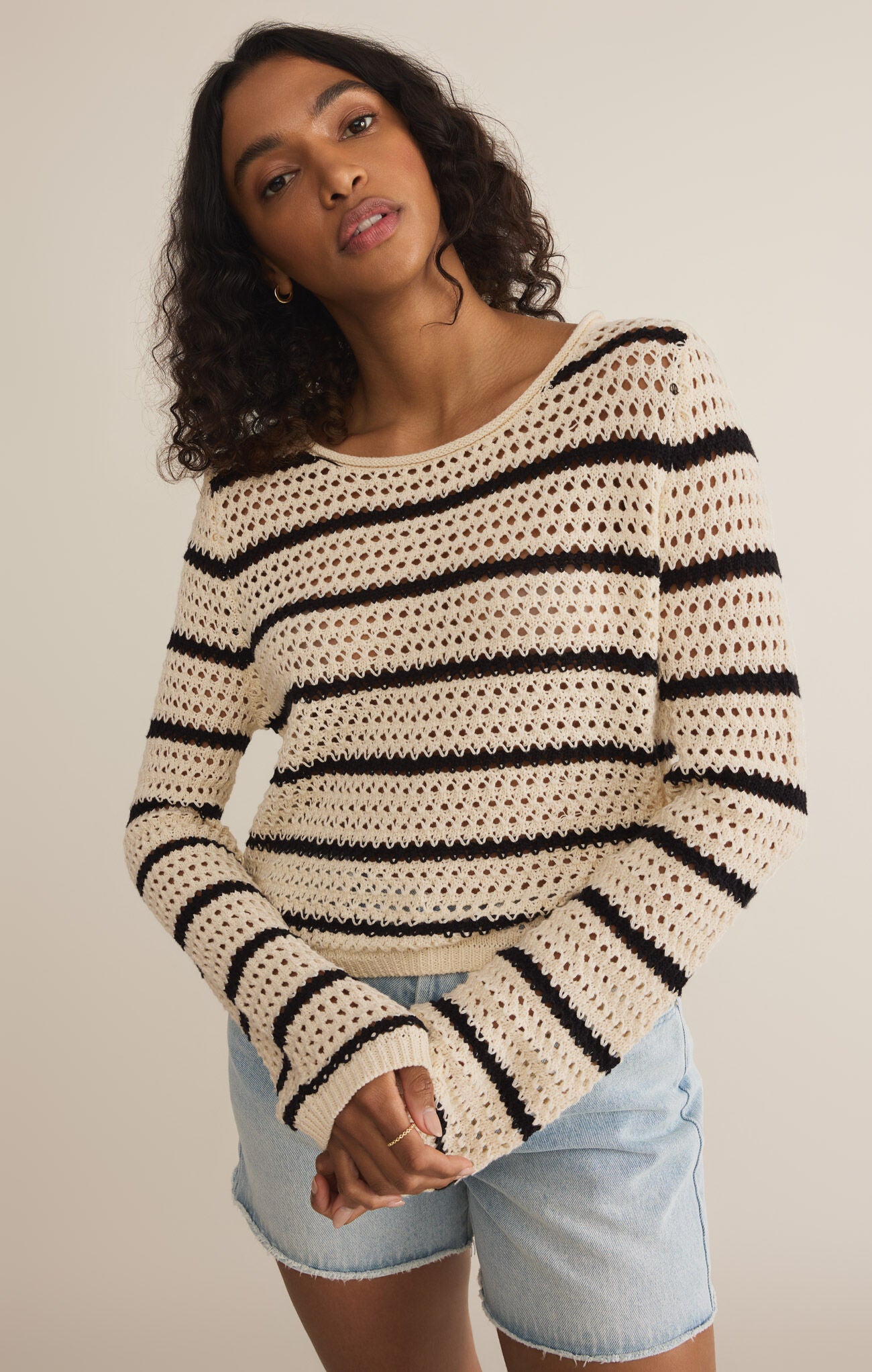 Kit Stripe Crochet Sweater