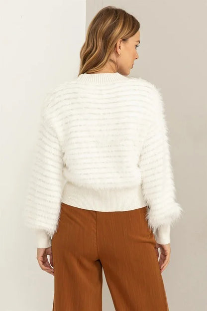 Sweet Spot Embellished Button Fuzzy Cardigan