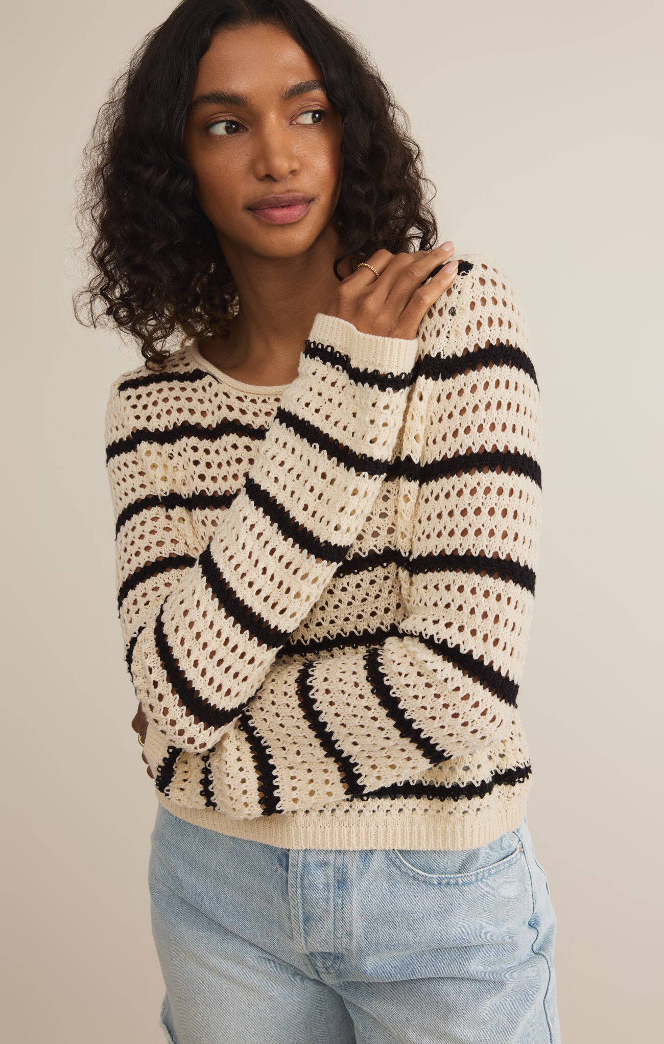 Kit Stripe Crochet Sweater